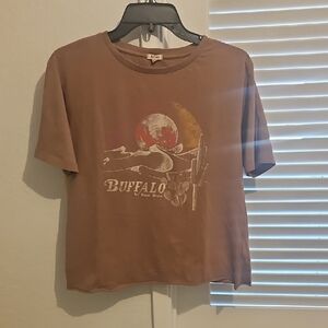 Buffalo David Bitton Brown Short Sleeve Tee with Retro Desert Graphic